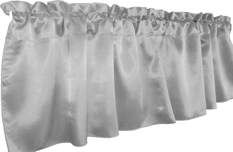 Zen Creative Designs Solid Shiny Satin Window Valance Home Décor Bedroom Nursery Kitchen Window (58" Wide x 14" Long, Silver) - Image 2